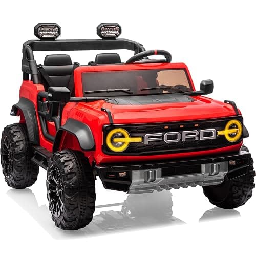 First Ride On Ford Bronco 24V Ride on Toys for Boys & Girls, 2 Seater Kids Electric Car with Remote Control, Kids Ride on Truck with 4 Wheels Suspension, Led Lights, Safety Belt (24V, Red) - Image 1