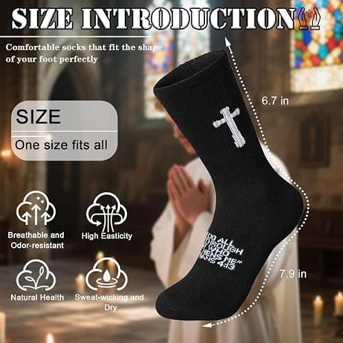 Ao Yee ZGL 3 Pairs Christian socks Prayer socks Birthday Gifts for Dad,Men Husband Grandp Fathers Day Christmas thumbnail 4