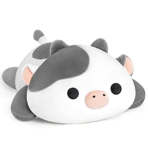 Mewaii Cute Cow Plush Pillow, Kawaii Plushies White Cow Stuffed Toys, Squishy Plushies, Cuddle Plush Pillow for Boys & Girls - Image 1