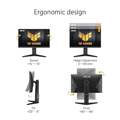 ASUS TUF Gaming 24” (23.8” viewable) 1080P Monitor (VG249QL3A) - Full HD, 180Hz, 1ms, Fast IPS, ELMB, FreeSync Premium, G-SYNC Compatible, Speakers, DisplayPort, Height Adjustable, 3 Year Warranty thumbnail 8