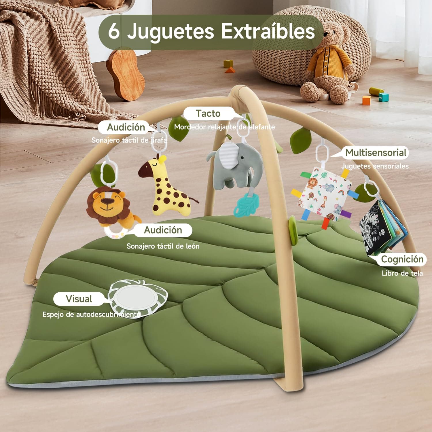 Muja Gimnasio para Bebe, Baby Einstein Extra Grande con 6 Juguetes Extraíbles, Tapete para Bebe que Favorece el Desarrollo Sensorial y Motor del Bebé thumbnail 3