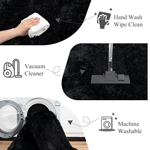 Lairep Large Area Rugs for Living Room Bedroom, 8x10 Feet Black Fluffy Shag Rugs, Ultra Soft Shaggy Plush Fuzzy Modern Indoor Throw Floor Carpet for Kids Girls Boys Dorm Nursery Home Decor Aesthetic thumbnail 7