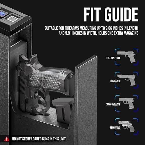GLORYFIRE Gun Safe Biometric Pistol Safe, Mounted Nightstand Quick Access Handgun Safe and Gun Lock Box for Car, Truck, Desk, Bedside, Wall with Security Fingerprint, Key Access, PIN Code thumbnail 2