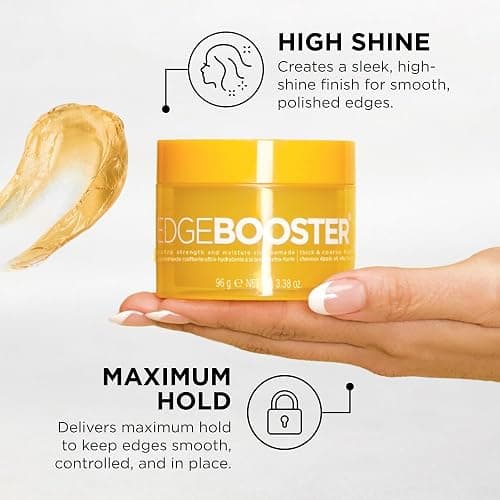 Style Factor Edge Booster Extra Strength & Moisture Rich Pomade | Strong Hold Edge Control Gel for Thick & Coarse Hair | High Shine, Non-Greasy Styling | Pink Sapphire, 3.38 oz thumbnail 5