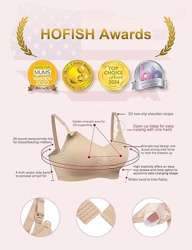 HOFISH 3PACK Full Bust Seamless Nursing Maternity Bras Bralette S-XXL with Extra Bra Extenders & Clips - Large - 03pack:pinkblackbeige thumbnail 2