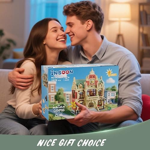INSOON University Club House Building Set with Light,1629PCS City Campus Architecture Model with Painting Drama Baking Music Club, Home Decor Construction Building Block Gift for Adults Boys Girls 12+ thumbnail 9