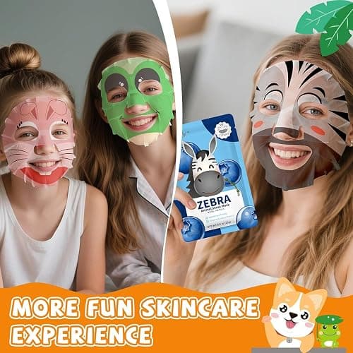 9 Pack Animal Face Masks Skincare for Kids, Spa Party Gifts for Teen Girls | Bulk Sheet Hydrating Face Mask for Kids Skin Care, Collagen Face Mask for Teens Women, Sleepover Party Supplies thumbnail 6