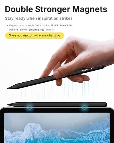 Metapen Pencil A8 for Apple iPad 2018-2025, (2X Faster Charge), Tilt Sensitivity, Pixel Precision, Stylus Pen for iPad 11/10/9/8/7/6th Gen, Pro 12.9/11/13-inch M4, Air 3/4/5/M2/M3, Mini 5/6th, Black thumbnail 4