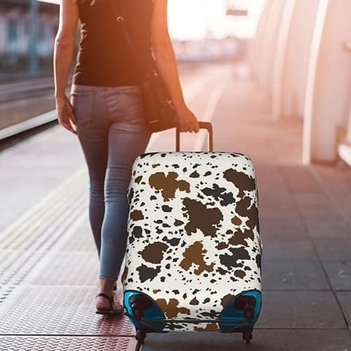 JZDACH Brown Skin Milk Cow Print Luggage Cover Elastic Washable Stretch Suitcase Protector Anti-Scratch Travel Suitcase Cover for Kid and Adult XL (29-32 inch suitcase) thumbnail 7