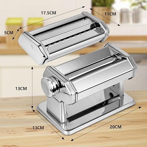 YASHE 3-in-1 Pasta Maker with Cleaning Kit, Adjustable Thickness Settings Pasta Maker Machine with Pasta Roller and Cutter, Dual Width Noodle Maker for Pasta, Spaghetti, Fettuccine, Lasagna thumbnail 3