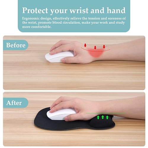 EooCoo Ergonomic Mouse Pad with Wrist Support, Mousepad with Memory Foam Wrist Rest and Non-Slip Base for Computer, Cafe, Home & Office, 9.64 x 8.26 in Office Desk Accessories thumbnail 6