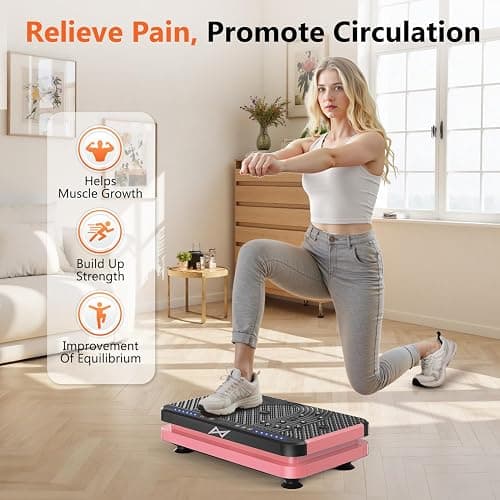 AXV Vibration Plate Fitness Platform Exercise Machine Vibrating Shaking Full Body Shaker Workout Vibrate Stand Shake Board Sport Gym for Weight Loss Fat Burner for Women Men thumbnail 3