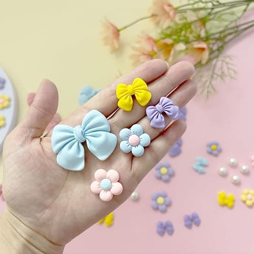 Resin Pink Bow Shoe Charms for Girls, 24Pcs Cute Flower Accessories for Clog Sandals, Pearl Decoration for Women, DIY Party Favor thumbnail 8