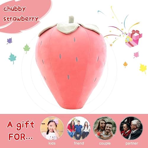 Cute Fruit Kids Pillow Stuffed Strawberry Plush Pillows Super Soft Girls Pillows Cushion Seat for Kids Toys (Pink,7.8"/20cm) thumbnail 6