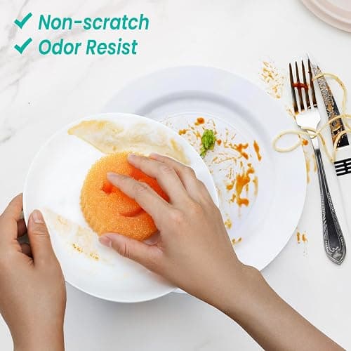 HELIME Scrub Sponge Dish Scrubber, Non Scratch Multipurpose Sponges, Temperature Controlled Dual Sided Cleaning Pads, Durable BPA Free and Odor Resistant Polymer Foam, Safe for Kitchen, Bathroom thumbnail 5