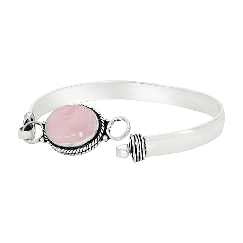 925 Silver Plated Natural Oval Gemstone Statement Cuff Bracelets for Women – Handmade Birthstone Bangle Bracelet Jewelry – Ideal Gift for Wedding, Christmas & Special Occasions thumbnail 3