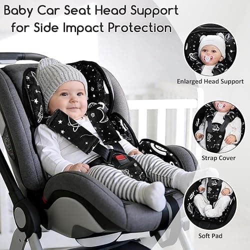 Hooyax Infant Car Seat Insert with Ultra-Thick Head Support - Universal 3-in-1 Baby Car Seat Cushion Set, Dual-Sided Newborn Carseat Insert for Carseat, Stroller, Bouncer, Swing(Apricot) thumbnail 4