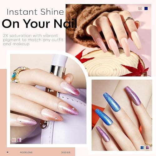 Modelones 24 Pcs Gel Nail Polish Kit 20 Colors Nude Gel Polish Set White Glitter Pink Navy Blue with Glitter Glossy&Matte Top Base Coat, Nails Art Starter Manicure Home DIY Gifts thumbnail 3