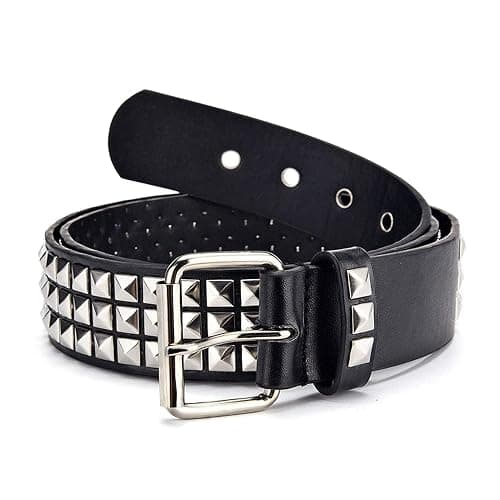 SNEPOO Black Studded Belt Punk Belt Rock Rivet Belts with Bright Pyramid Studded belt for Men/Women thumbnail 4