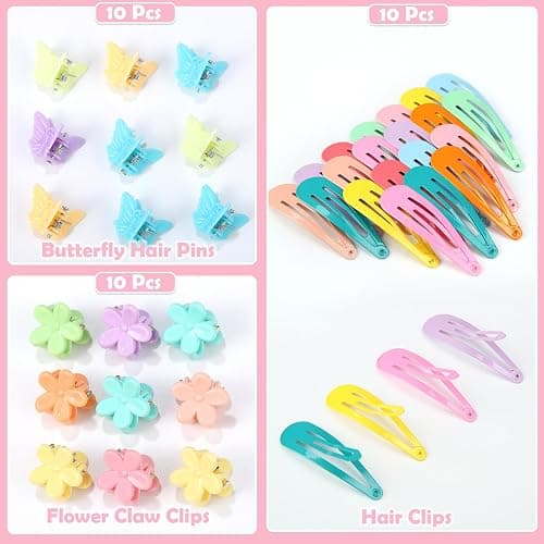 auroray Hair Accessories for Girl, 1543 Pcs Elastic Hair Rubber Bands Set 20 Colors Elastic Hair Ties with Organizer Box Cotton Baby Hair Ties, Hair Tail Tools, Rat Tail Comb, Butterfly Hair Clips - Multicolor thumbnail 4