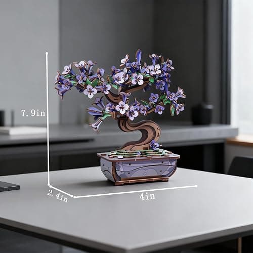 Ulieer 3D Wooden Puzzles Flower for Adults，DIY Crafts for Adults Bonsai Tree Building Set, Artificial Flower Decor, Artificial Plant Model Toy for Desk or Home Decor，Birthday Valentine's Day thumbnail 3