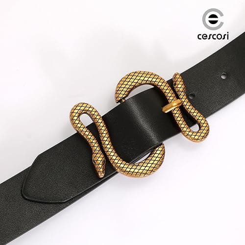 C O E CESCOSI Women Leather Belt with Snake Buckle Fashion Women Belt for Jeans Pants Dresses thumbnail 8