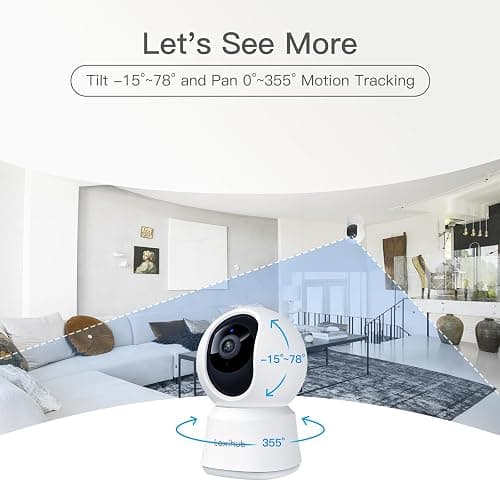 360° View 2K Pet Camera with Phone App, Indoor Security Camera, P2T Baby Monitor, Pan/Tilt, Motion & Sound Detection, Night Vision,Two-Way Audio, Works with Alexa thumbnail 5