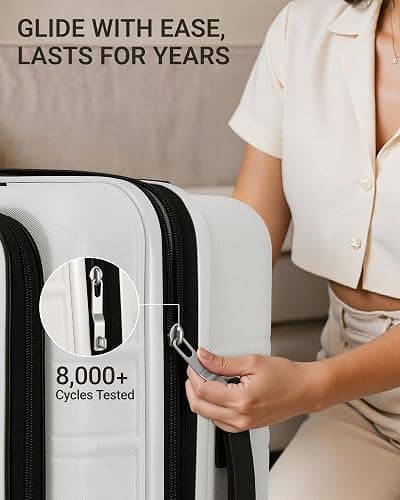 TAKUMI Suitcases with Wheels, Expandable Carry on Luggage, 3 Piece Set | Luggage Sets, Front Pocket, Hardside, Lightweight, 360° Spinner Wheels, TSA Lock, Family Business Travel, White, 20/24/28 thumbnail 5