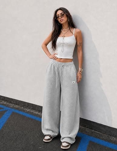 Aelfric Eden Mens Wide Leg Sweatpants Solid Arc Sweat Pants Open Bottom Casual Athletic Lounge Pants with Pockets thumbnail 3