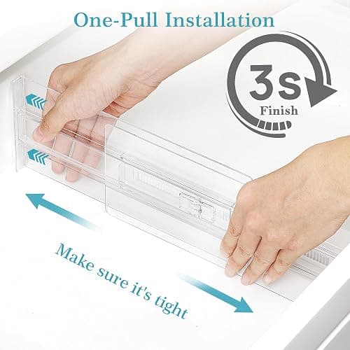 Vtopmart 12 Pack Drawer Dividers for Clothes, 4" High 10.2"-16.5" Adjustable Expandable Dresser Drawer Organizer, Clear Plastic Separators for Dresser, Baby Clothing, Underwear, Cosmetic, Toiletries thumbnail 7