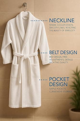 BIOLINEN 100% Cotton Terry Shawl Collar Bathrobe with Slippers thumbnail 3