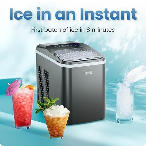 Iceman Compact Pebble Ice Machine, Countertop Nugget Ice Maker Produces Chewable Pellet Ice in 8 Minutes, Makes 26lbs/Day, One-Touch Cleaning Function with Ice Scoop/Basket Included – Black thumbnail 4