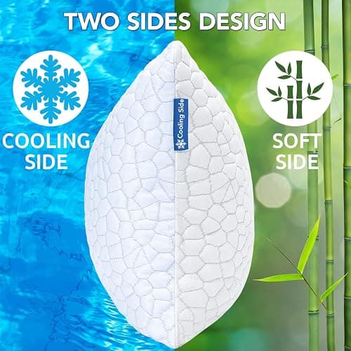 QUTOOL Cooling Pillows King Size Set of 2, Shredded Memory Foam Pillows 2 Pack CertiPUR-US, Firm Yet Soft Adjustable Pillow for Side, Back, Stomach Sleepers Supportive, Hot Sleeper Solution Home Gifts thumbnail 2