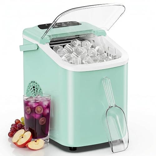 Sweetcrispy Countertop Ice Maker with Scoop, Basket and Handle, Portable Ice Machine 9 Cubes Ready in 6 Mins, 26.5lbs in 24Hrs, 2 Sizes for Home Kitchen Office Bar Party - Image 1