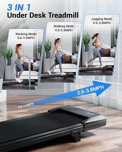 Superun Walking Pad with 6% Incline, Under Desk Treadmill for Home Office, LED Display, 2.5 HP Quiet Mini Treadmill, Walking pad Treadmill with APP and Remote Control, 300 lbs Capacity thumbnail 4