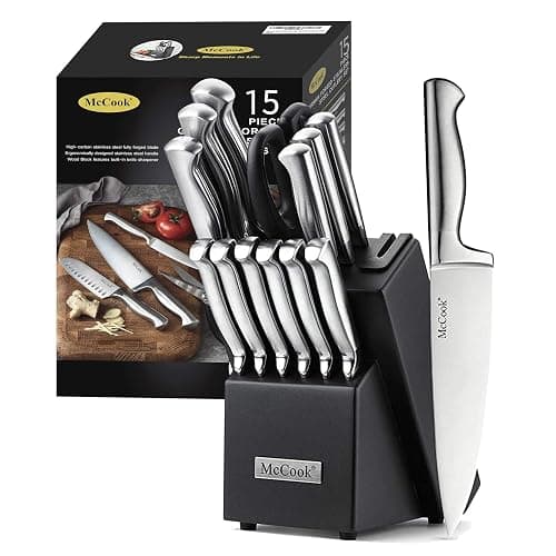 McCook® Knife Sets, German Stainless Steel Knife Block Sets with Built-in Sharpener - Image 1