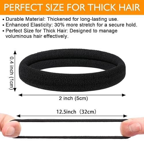 Ayogost Black Hair Ties No Damage 100PCS High Stretching Hair Ties Thick Hair Bands Large Ponytail Holders for Women Girls Thick Heavy Curly Hair thumbnail 2