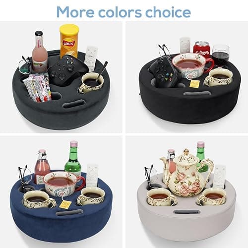 Couch Cup Holder Pillow - Cup Glass Cozy Pillow | Couch Caddy Sofa Bed Buddy Holds Drinks, Snacks, Remote, Phones, Tablet. Keep Drinks Stand and Prevent Spills for Car, Park，Beach, Picnic. (PU Gray) thumbnail 7