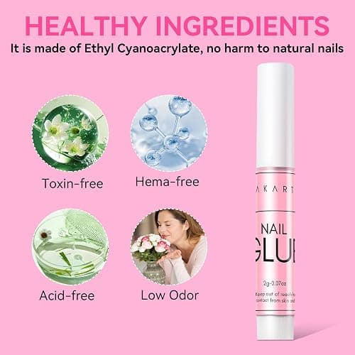 Makartt Nail Glue for Press On Nails, 5-10s Fast Air Dry No UV Lamp, Hema-Free Strong Bond for Nail Tips, Fake Nails, Broken Nail Repair & Decor, Easy-to-go for Beginner & Salon Nail Techs,5 x 2g thumbnail 6