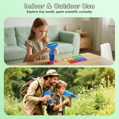 Odatay Microscope for Kids with 12 Slides, 100X-1000X 1080P Digital Handheld Kids Microscope, Mini Portable Pocket Miniscope Science Toys Gifts for 3+ 4 5 6 7 8 9 10 11 12 Year Old Boys Girls, Blue thumbnail 7