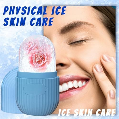 Joyeee Ice Face Roller, Reusable Silicone Mold Face Massage Eye Facial Beauty Skin Care Tools Apply Ice for Shrink Pores Anti Wrinkle Reduce Puffiness Improve Skin Elasticity, Striped, Light Blue thumbnail 6