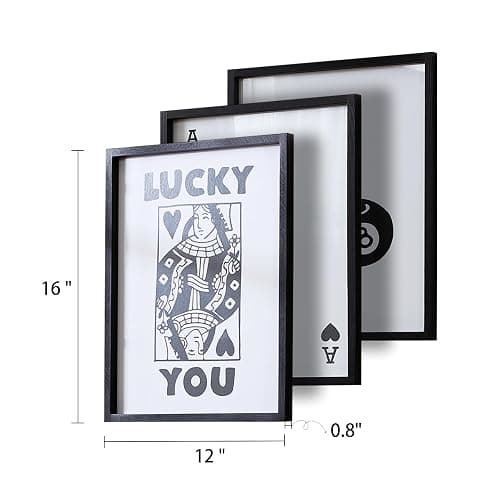 HKBS Framed Black and White Poker Wall Art Decor 12"x16", Set of 3 Trendy Retro Print Wall Decor for Living Room Bathroom Bedroom Game Room Dorm Bar thumbnail 8