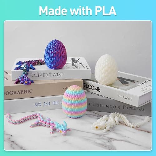 SYEFKJSA 3D Printed Dragon Eggs with Dragon Inside - 12Inch,Articulated Fidget 3D Printed Animals, Interesting Decorative Gift, Easter Basket Essentials Stuffers (Glow in The Dark) thumbnail 6