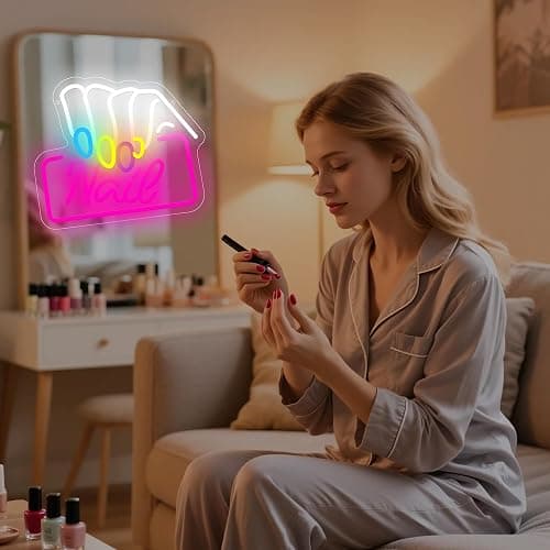 Nail Neon Sign suitable for beauty salons, Nail studios, and Nail salon decorations. A great gift for nail technicians. thumbnail 2