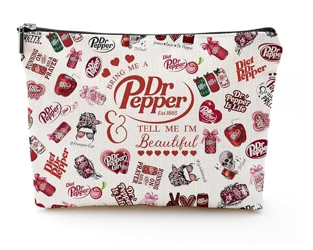 NONETH Pepper Merch Makeup Bag, Dr Drinks Lover Cosmetic Case Tell Me I’m Beautiful, Funny Gift for Dr.P Soda Fan, Cute Travel Toiletry Zipper Pouch for Women - Image 1