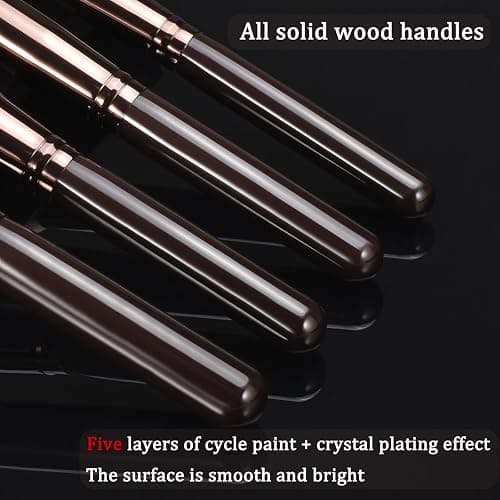 YJ-Anyue 10-Piece Brown Wooden Makeup Brushes Set, Professional Foundation Concealer Contour Eyeshadow Kabuki Brushes, Premium Synthetic Bristles for Liquid Powder Cream thumbnail 4