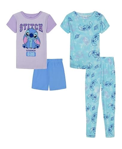 Disney Girls' 4-Piece Snug-fit Cotton Matching Pajama Set, Soft & Cute for Kids - Image 1