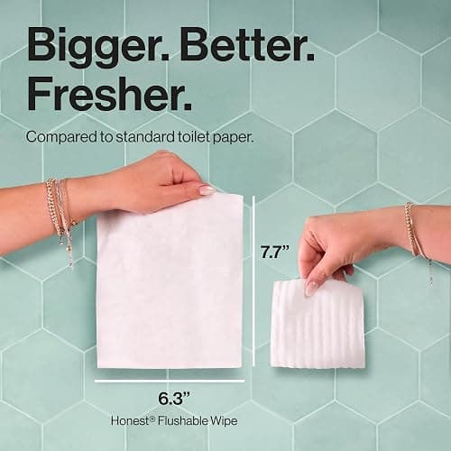 The Honest Company Flushable Wipes for Sensitive Skin, Hypoallergenic, Fragrance-Free, Tropical Leaves Design, 336 Count (4 Packs of 84) thumbnail 7