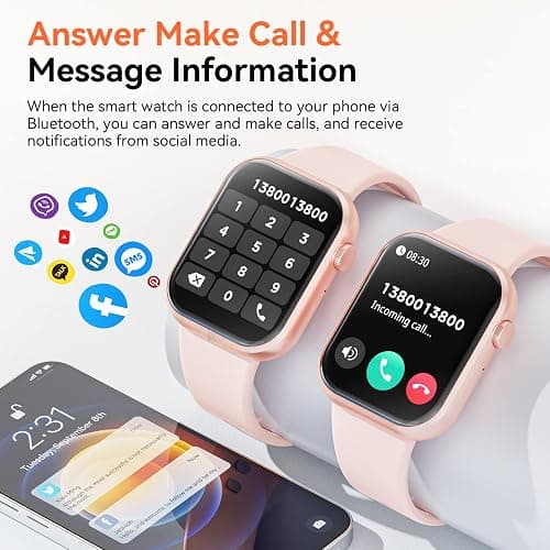 Hwagol Smart Watch (Answer/Make Call) 1.85inch Fitness Tracker, DIY Dials/Pedometer/Calories/Multiple Sport Modes/Voice Assistant, Smart Watches for Men Women Android iOS Phones thumbnail 3