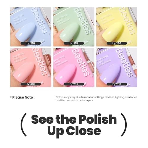 Beetles Pastel Nail Polish Set -6 Colors Pink Blue Yellow Nude Pink Purple Nail Polish Set Quick Dry Finger DIY Air Dry Nail Art Salon Home Pastel Reverie Gift for Women thumbnail 6